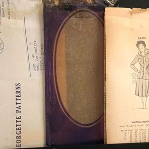 Chaqueta y falda vintage de Kansas City, patrón estrella, 1940-50, manga corta o larga, sin cortar, posterior a la Segunda Guerra Mundial, en sobres originales n.° N772 imagen 1