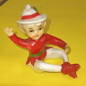 Holiday Elf, Vintage Candleholder, Taper, Candlestick Base, Shelf Pixie, Mid Century #G282