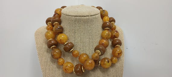 Designer Miriam Haskell Honey Butterscotch Chunky… - image 1