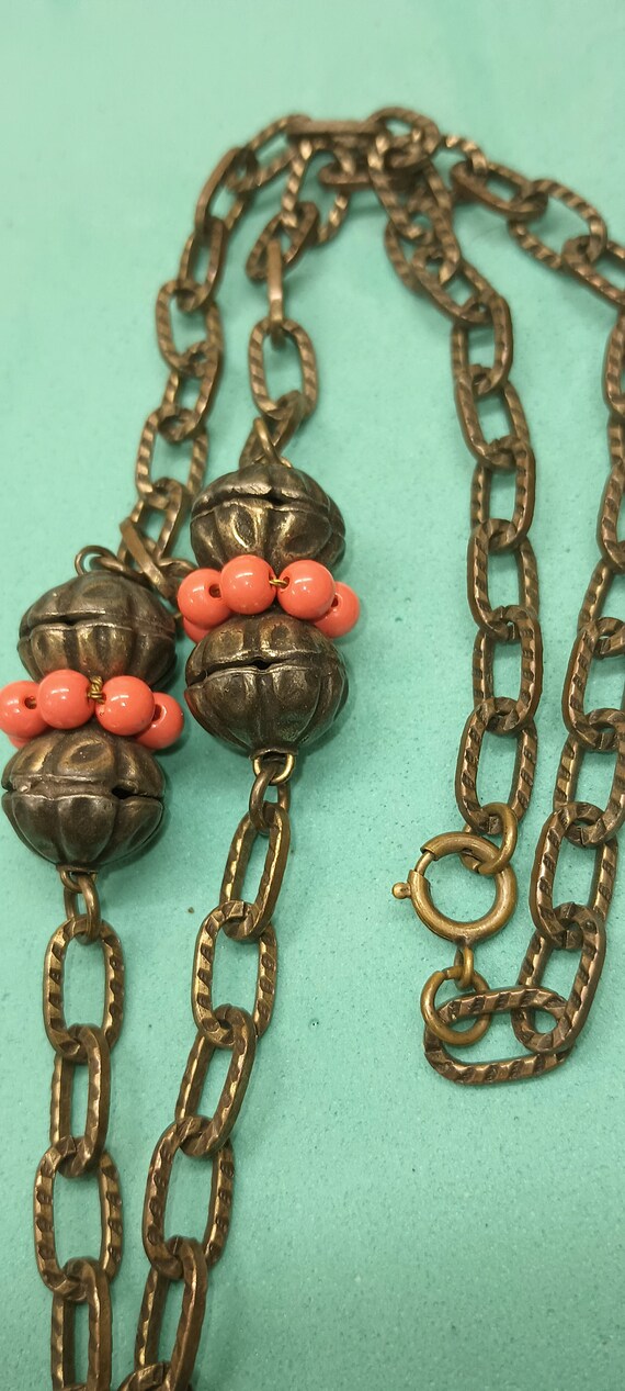 Boho Tribal Flair Vintage Necklace, Art Glass Tas… - image 5