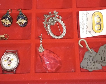 Vintage Jewelry Pick & Choose, Pins, Necklace, Bee Charms, Bob Allen Pin, Cufflinks, Disney Watch, Copper, Dog Tags 5.00 Each #J1139