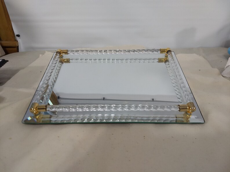 Mirrored Vanity Tray Dresser Tray Hallway Lucite Twist Rail Etsy