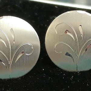 Vintage Sterling Silver Etched Cuff Links, Studs, Buttons, Fine Jewelry Gift, Designer Signed P.R.K. Park Jewelry Co #J690