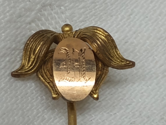Antique Gold Fill Stick Pin Ascot Lapel Monogram … - image 3