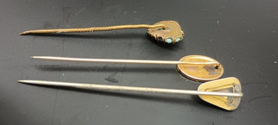 Antique or VTG 3 Stick Lapel Pins, Opal, Rolled G… - image 3
