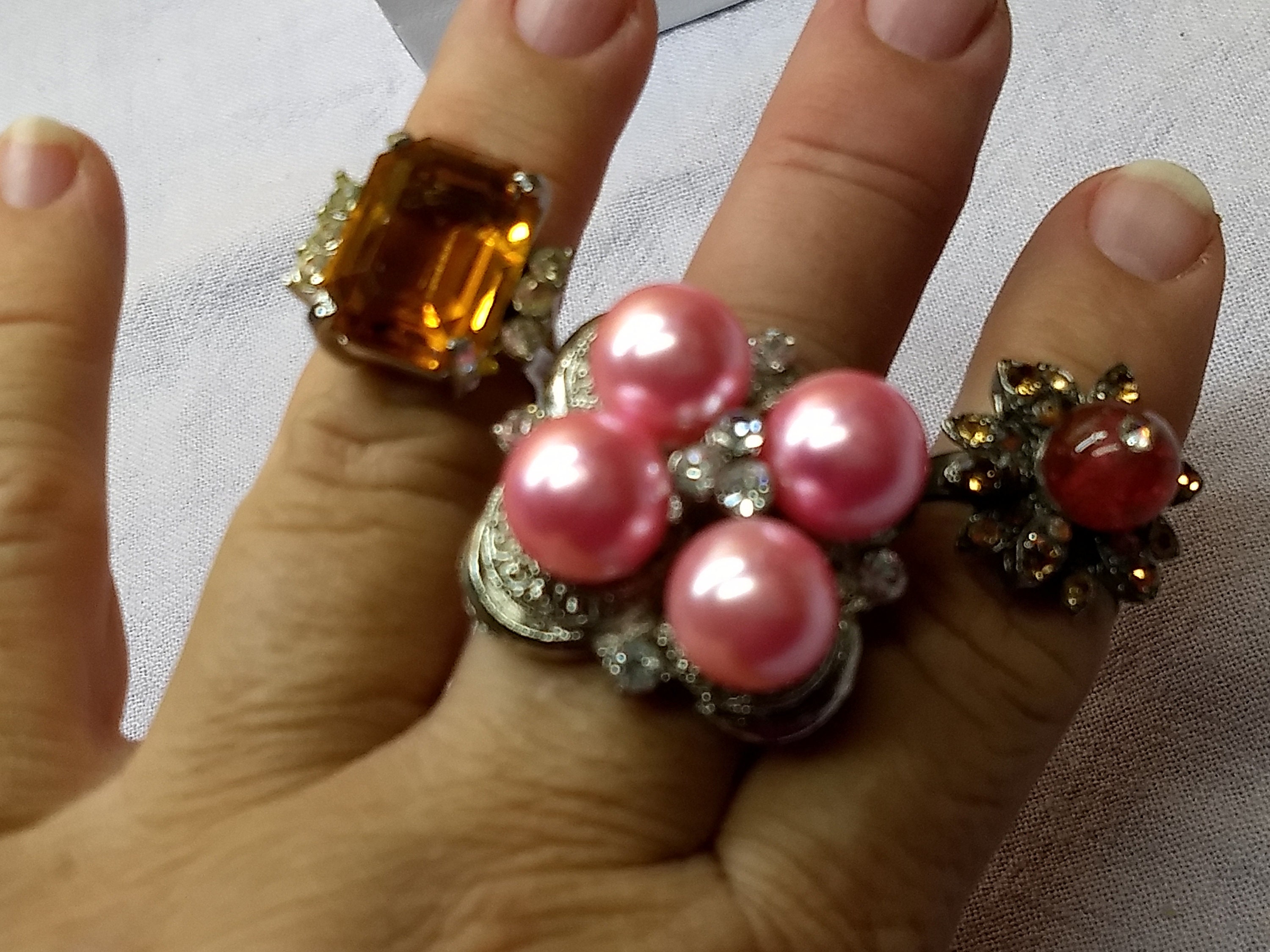 Costume Cocktail Rings Vintage Lot of 3 Gaudy Baubles Etsy