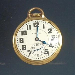 Vintage Hamilton Pocket Watch 21J, 992B, 10K Gold Filled, Runs, Keeps Time, Well Maintained 16s, Montgomery Dial #J661