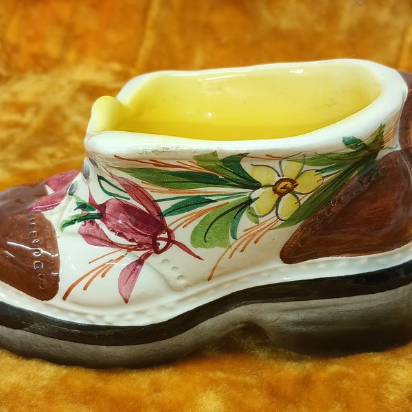 Vintage Florart Ceramic succulent Planter Shoe Hand Painted Italy #E1787