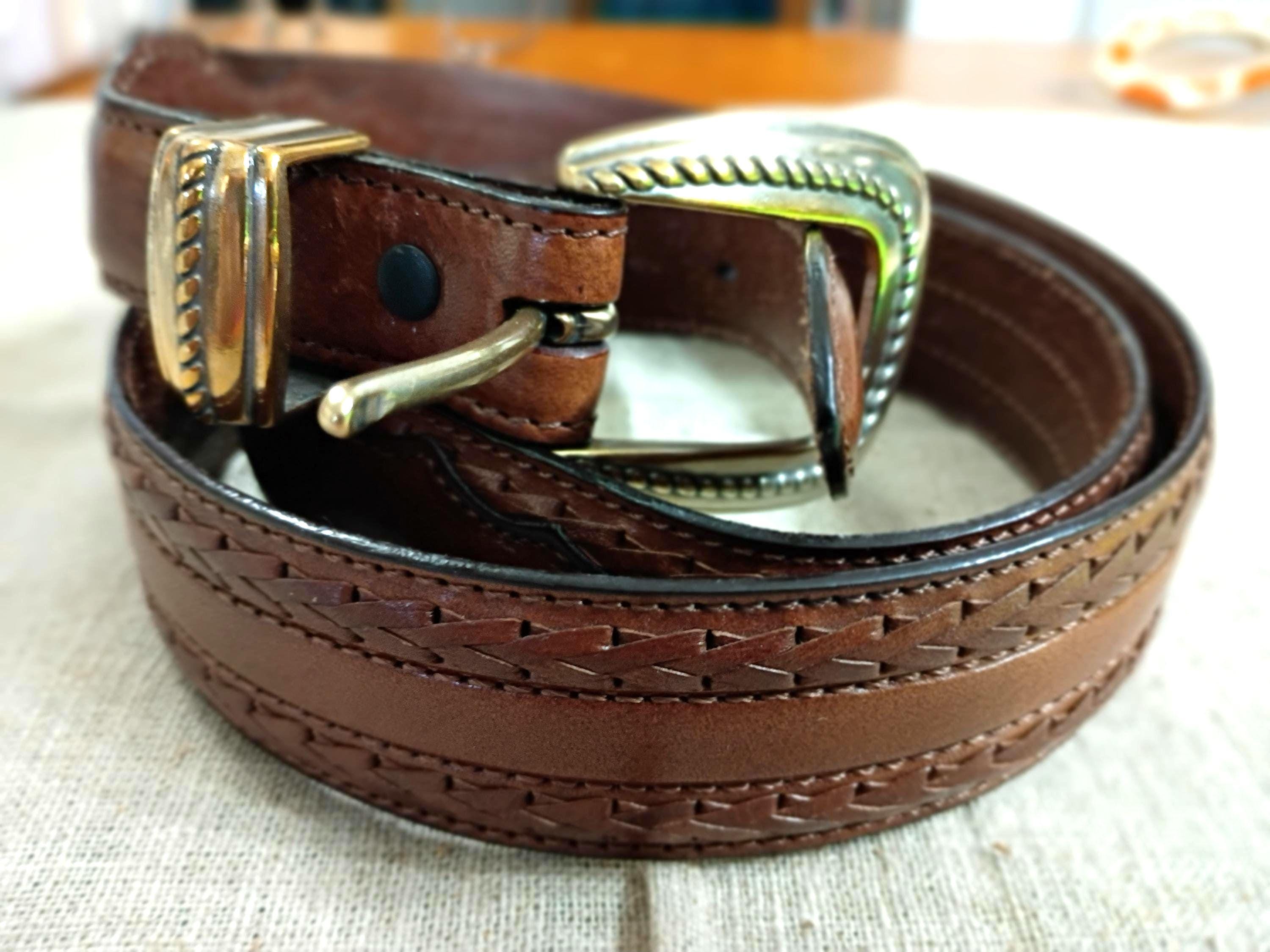 Resistol Medium Brown Full Grain Leather Belt, Layered  display picture 2