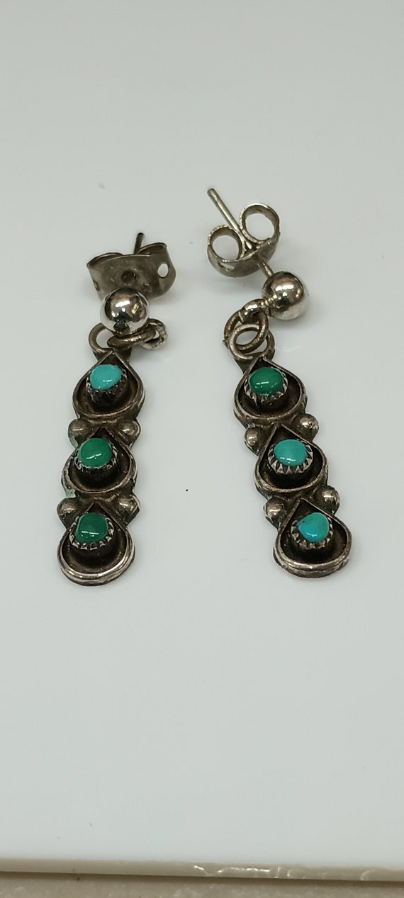 Zuni Post Pierced Earrings Native  American Vintag