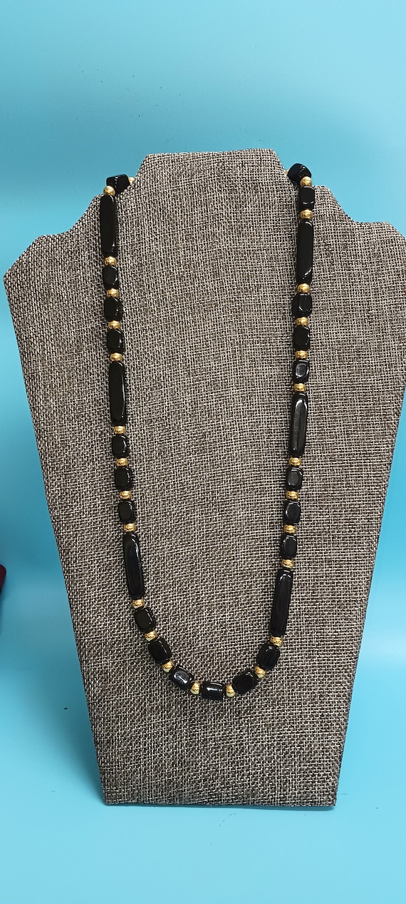 Trifari Retro Vintage Necklace Black, Gold Classic