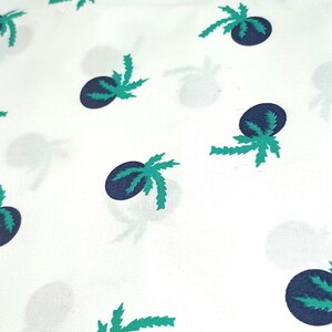 Cotton Percale, Light, Crisp, Breathable Fabric Blue Tropical Palm Trees 4.5 Yds x 46" #N996