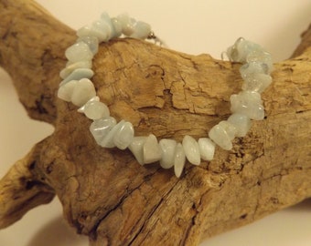 Aquamarine Crystal Beaded Bracelet, Gemstone Beaded Bracelet