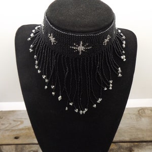 Triple Moon Seed Bead Choker