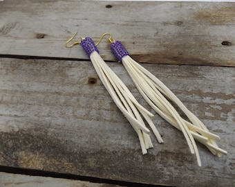 Southwestern leather Tassel Earrings