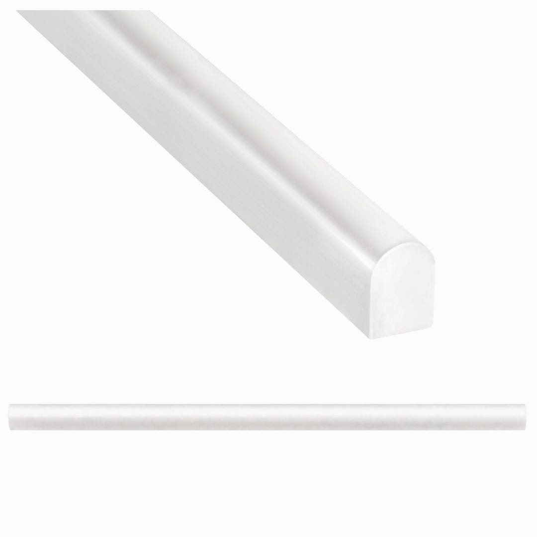 Trendy Bright White 1.5cm. X 30cm. Cast Stone Pencil Bullnose Border