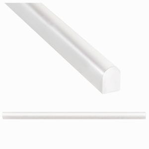 May include: White ceramic tile trim with a rounded edge. The tile is smooth and has a matte finish.