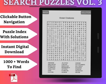 Cinquanta (50) puzzle di ricerca di parole a tema unici per Kindle Scribe. VOL. 3