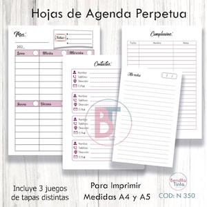 Perpetual Planner - Printable Perpetual Agenda - In Spanish