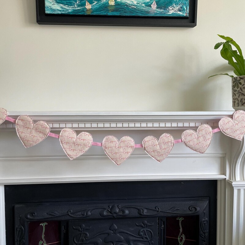 Blue Checks Handmade Heart Bunting main image 0