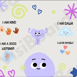 Affirmaties voor kinderen - kalmerende poster, ABA, autisme, klas, kalmerende hoek, vriendelijke uitspraken - kleurrijke poster 10 x 8 in
