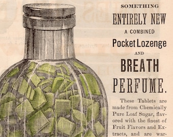 Antique Advertisement for Gibson's Lime-fruit Tablets - Pocket Lozenges - Breath Perfume - Published April 1883