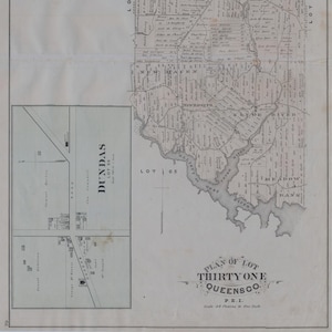 1880 Große antike Karte von Prince Edward Island - Lot 31- Queens County - Annandale - Dundas (LDN)