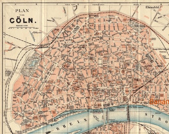 Antique Map of Cologne, Germany - Pre-1919 Map