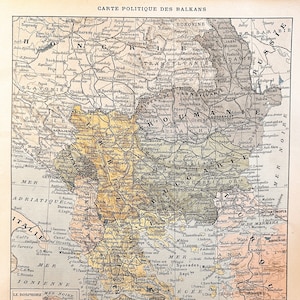 1898-1904 Politische Landkarte der Balkanhalbinsel - Griechenland, Albanien, Serbien, Rumänien, Bulgarien, Bosporus, Türkei