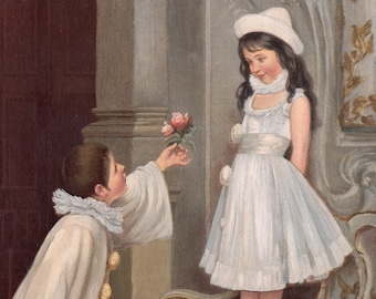 Starting Early - Young Romance - 1900s Vintage Print - By E. von Blaas