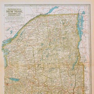Carte ancienne de l'État de New York, partie nord et est - carte de New York Atlas vintage du siècle 1902