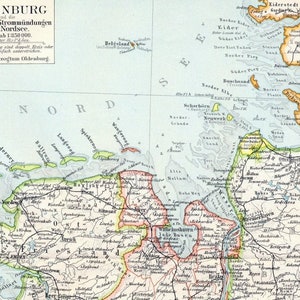 1895 Deutsche Antike Karte von Oldenburg und der Deutschen Nordseemündung