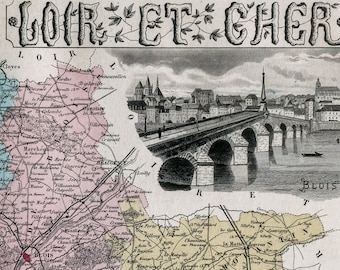 shopping center Paris France A scarce advertising card for La Belle Jardiniere Antique Map c.1920 Loir-et-Cher France