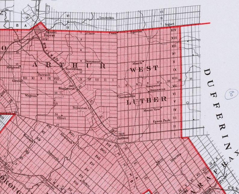 Antique Map of Wellington North Ontario 1915 Vintage Etsy