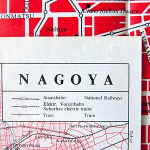 1965 Vintage Map of Nagoya, Japan - Old Nagoya Map