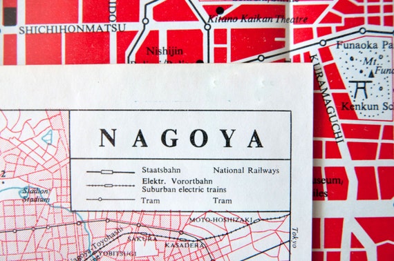 1965 Vintage Map of Nagoya Japan Old Nagoya Map | Etsy