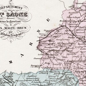 1800 Antike Karte von Haute Saone, Frankreich - Einschub von Vesoul - Französische Karte - Handkolorierte Karte