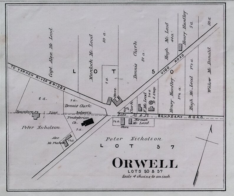 Antique Map of Montague Bridge PEI Lots 59 and 52 Pownal Etsy