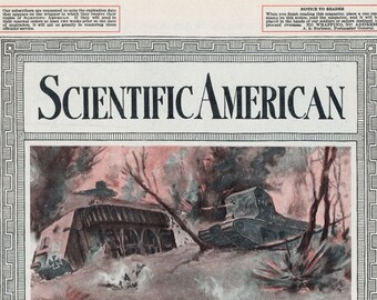 1918 Antique Scientific American Cover - The Battle of the "Tanks" - World War I - Dated July 13, 1918