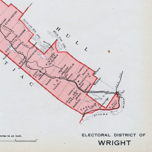 Ancienne carte de Wright, Québec, Canada - Carte électorale vintage de 1915 - Série It's Where You Live - LDN