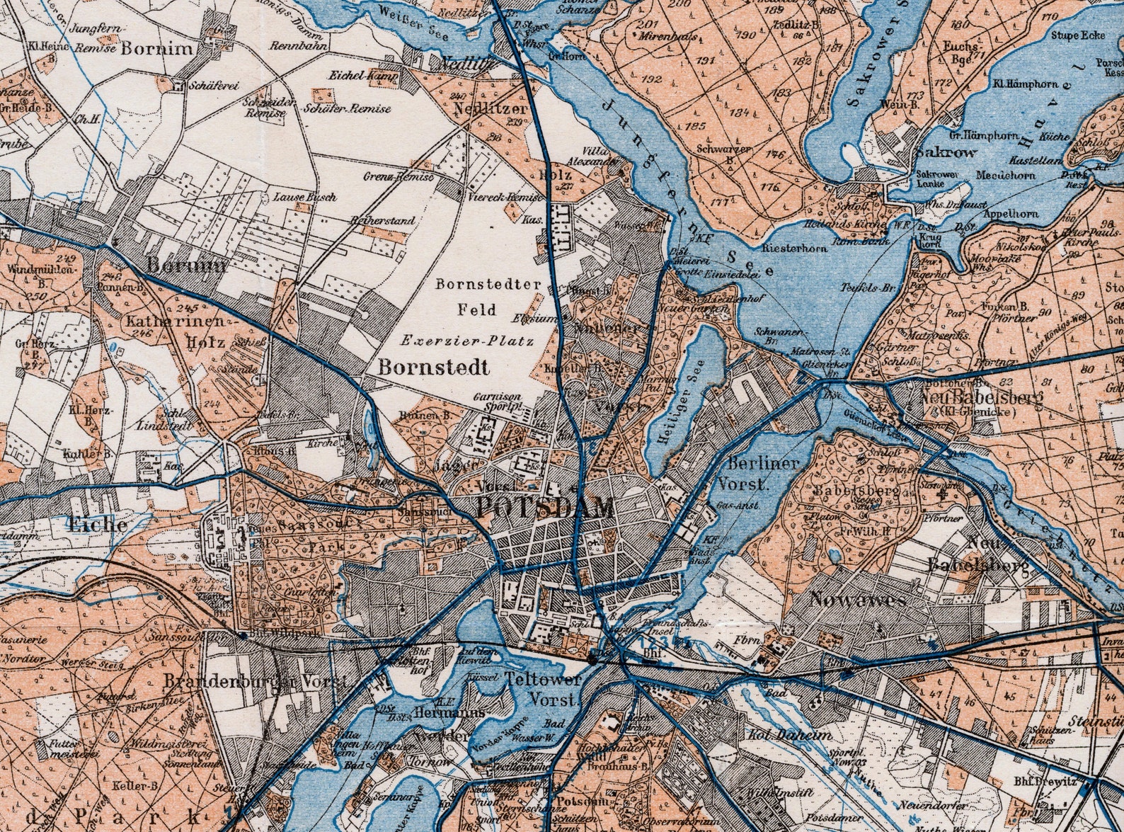 1933 German Antique City Map of Potsdam and Environs Etsy