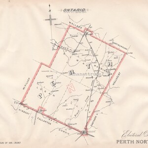 Carte ancienne de Perth North, Ontario - Carte électorale de 1895 - C'est là où vous habitez
