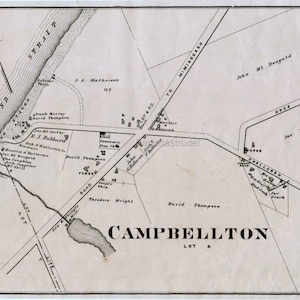Rare Vintage Map of Campbellton, Lot 4, Prince Edward Island - Vintage City Map - Old City Map - Published 1880