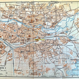 Antique Map of Nuremberg, Germany - 1929 City Map