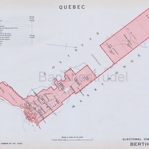 Ancienne carte de Berthier, Québec, Canada - carte électorale vintage 1915 - Saint-Viateur - série It's Where You Live - LDN