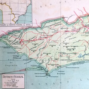 1953 Vintage Brazilian Map of the Federal District, Brazil - Brazilian States