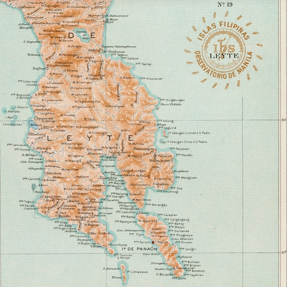 Map Of Leyte Province 1900 Rare Antique Map Of Leyte Philippines Tacloban Ormoc | Etsy New Zealand