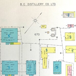 Vintage Map - B.C. Distillery Co. Ltd. - New Westminster, British Columbia - 1957 Fire Insurance Map - Sheet 66 and 67