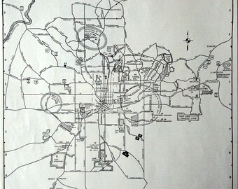 Vintage Map of Atlanta, Georgia. Published in 1937 - Vintage City Map - Old City Map