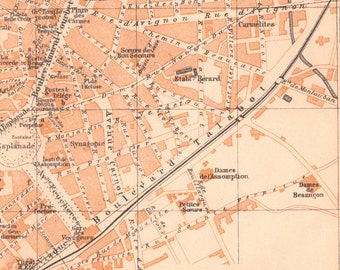 フランス、ニームのアンティーク地図 - 1907年版 - Etsy 日本